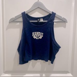 Size Small Navy Blue Hawaii Crop Top